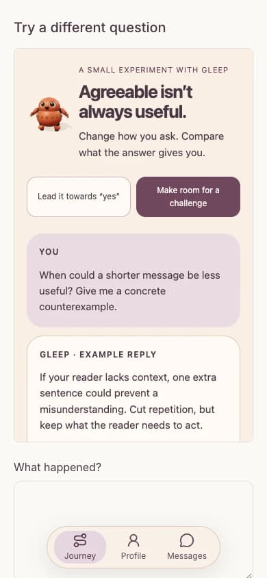 The example chatbot-agreement interactive running on a phone.